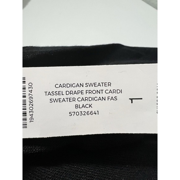NWT CHICO'S Women's Cardigan Tassel Drape Front Sweater Size Medium or 1 Black - Picture 3 of 10